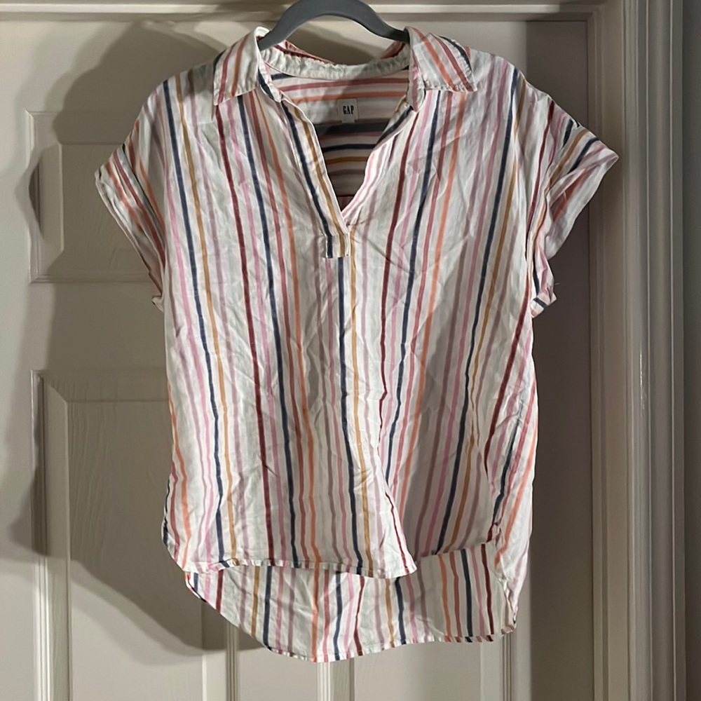 Striped multicolor linen tee